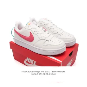 Nike Court Borough Low 2 Gs Leather Low Top Sneakers for Women