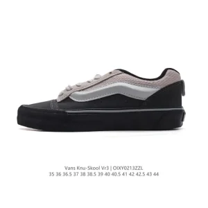 Vans Knu Skool VR3 LX Chunky Leather Sneakers in Black and White