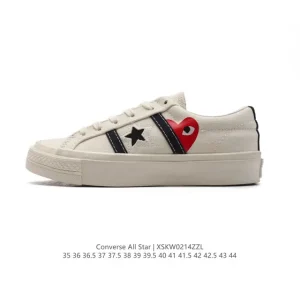 Converse All Star Lift Low Top Thick Sole Heart Print Canvas Shoes