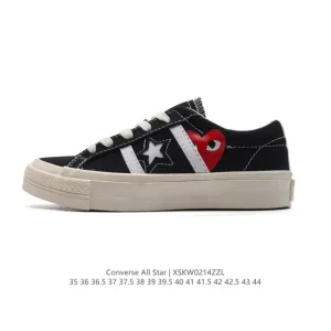 Converse All Star One Star Low Top Thick Sole Platform Shoes with Heart Print