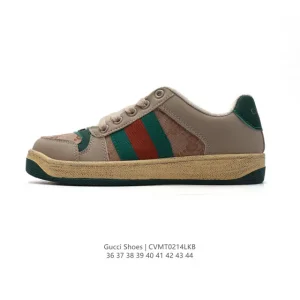 Gucci Screener Vintage Leather Sneakers with Thick Sole