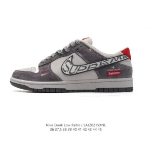 Nike Dunk Low Retro Vintage Basketball Sneakers with Leather Upper
