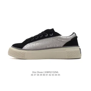 Dior Men's and Women's Low-Top Sneakers with Thick Sole and Retro Style