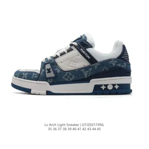 Louis Vuitton Trainer Sneaker Low Embossed Leather Fashion Shoes