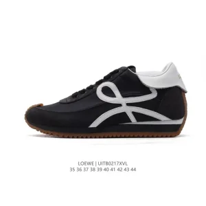 Loewe Ballet Runner Leather Low-Top Sneakers with Round Toe and T-Head Design