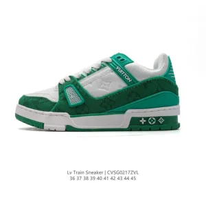 Louis Vuitton Trainer Sneaker Low Embossed Leather Thick Sole Shoes