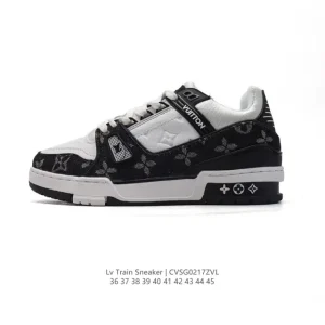 Louis Vuitton Trainer Sneaker Low Embossed Leather Shoes