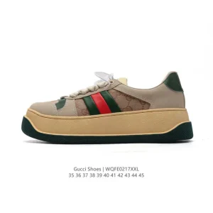 Gucci Screener Vintage Distressed Platform Sneakers Retro Court Shoes