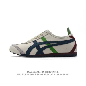 ASICS Onitsuka Tiger Mexico 66 Slip On Vintage Leather Comfort Running Shoes