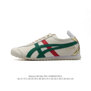 ASICS Onitsuka Tiger Mexico 66 Slip On Vintage Leather Casual Sneakers