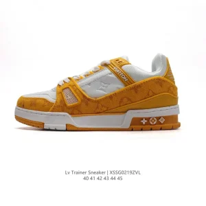 Louis Vuitton Trainer Sneaker Low Embossed Monogram Canvas Leather Shoes