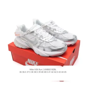 Nike V2K Run Retro Running Shoes White Metallic Silver