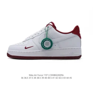 Nike Air Force 1 Low 07 White Leather Casual Sneakers with Hologram Swoosh