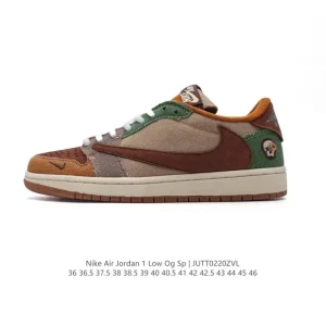 Jordan Military Blue Low AJ1 Reverse Swoosh Leather Basketball Shoes