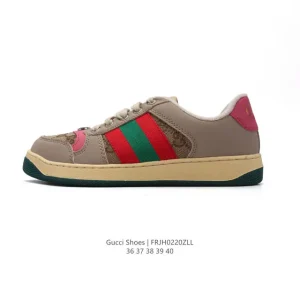Gucci Screener Vintage Leather Retro Old School Women Sneakers