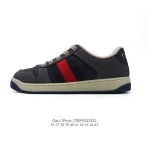 Gucci Screener Vintage Leather Retro Sneakers with Thick Sole
