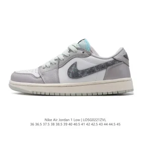 Air Jordan 1 Low Retro Classic Leather Basketball Shoes with Air Cushioning