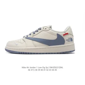 Jordan Air Low Military Blue Reverse Swoosh Leather Sneakers
