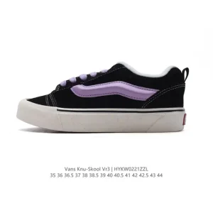 Vans Knu Skool VR3 LX Leather Chunky Sneakers in Classic Black and White
