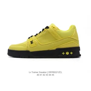 Louis Vuitton Trainer Low Men's Fashion Sneakers with Thick Sole