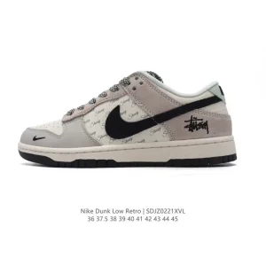 Nike Dunk Low Retro Vintage Basketball Sneakers with Leather Upper