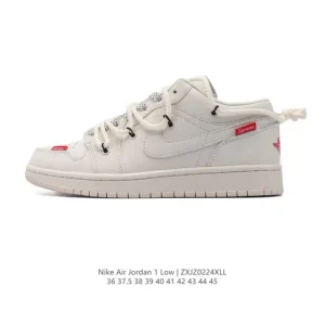 Jordan AJ1 Low Deconstructed Sneakers with Dual Laces and Wings Logo