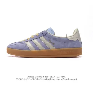 Adidas Originals Gazelle Indoor Retro Leather Sneakers with Gum Sole