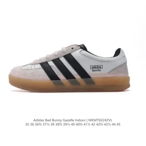 Adidas Bad Bunny Gazelle Indoor Sneakers White Leather Deconstructed Wide Fit