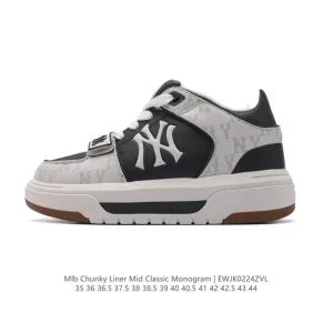 MLB New York Yankees Chunky Liner Basic Mid Unisex Sneakers Shoes for Men and Women
