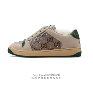 Gucci Screener Vintage Leather Retro Sneakers for Men and Women