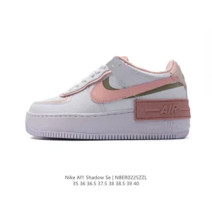 Nike Air Force 1 Shadow White Marron Chunky Leather Women Shoes