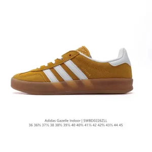 Adidas Originals Gazelle Indoor Retro Leather Sneakers with Gum Sole