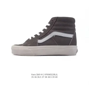 Vans Sk8-Hi Leather Women High Top Skate Shoes Retro Blue