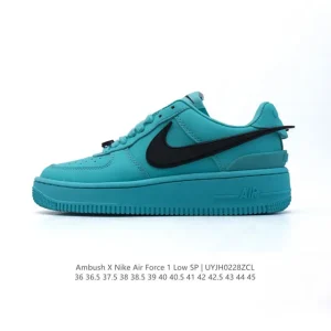 Nike Air Force 1 Ambush Low Top Leather Sneakers with Extended Swoosh