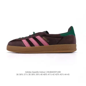 Adidas Originals Gazelle Indoor Retro Leather Sneakers with Gum Sole