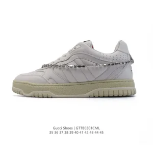 Gucci Rhyton 2024 White Leather Thick Sole Retro Sneakers