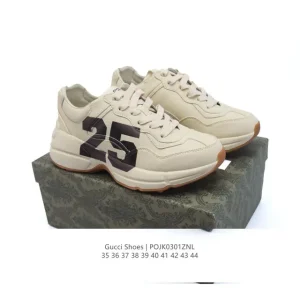 Gucci Rhyton White Leather Platform Sneaker for Men and Women