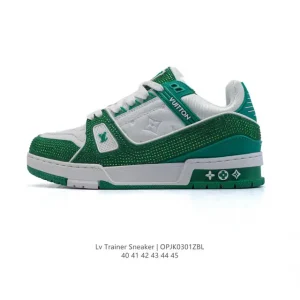 Louis Vuitton Trainer Sneaker Low Men's Luxury Fashion Sneakers with Rhinestone Detail