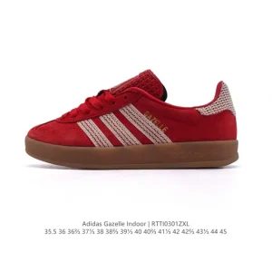 Adidas Originals Gazelle Indoor Retro Leather Sneakers with Gum Sole