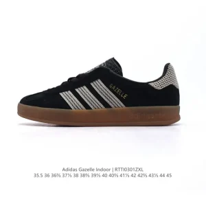 Adidas Originals Gazelle Indoor Retro Leather Sneakers with Gum Sole