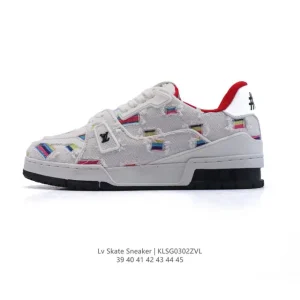 Louis Vuitton Men Skate Sneaker Grained Leather Canvas 2024 FW