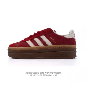 Adidas Gazelle Bold Women's Retro Red Leather Thick Sole Sneakers 2025 New Year Edition