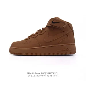 Nike Air Force 1 Mid AF1 White Leather Bubble Midsole Shoes