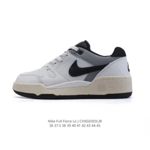 Nike Full Force Low Retro Basketball Sneakers in White Leather