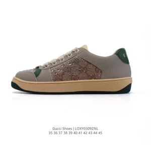 Gucci Screener Vintage Leather Sneakers with Platform Sole