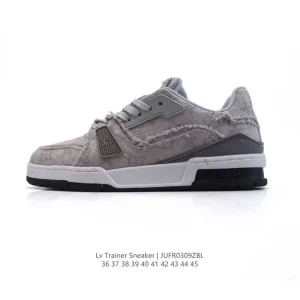 Louis Vuitton Trainer Sneaker Low White Leather Men Women Shoes