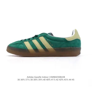 Adidas Originals Gazelle Indoor Retro Leather Sneakers with Gum Sole