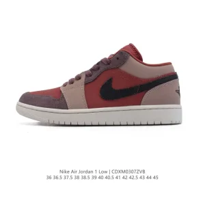 Jordan Air Jordan 1 Low Retro DC0774 White Black Red Leather Basketball Shoes