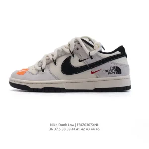 Nike Dunk Low Retro Vintage White Black Red Leather Sneakers