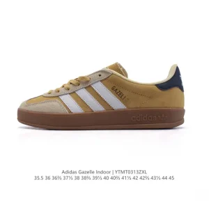 Adidas Originals Gazelle Indoor Retro Leather Sneakers with Gum Sole